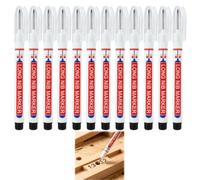 GifBasg - Rotulador de agujero profundo con punta larga, 12 rotuladores permanentes, impermeables, de secado rápido, para madera, metal, vidrio, plástico, perforación, taller e industria, color negro
