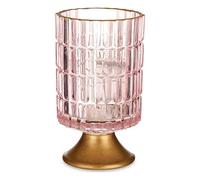 GIFTDECOR Farol LED Pie Metal Rosa y Oro