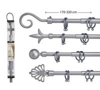 GIFTDECOR Barra Cortina Plata 170-320cm Pack de 8