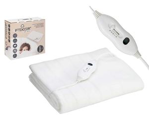 Giftdecor Calientacamas Individual 150x80x1 cm Blanco Poliester 3 Posiciones 220-240V (Set de 4)