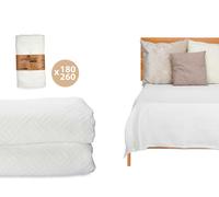 Giftdecor Colcha Cama Geometrico Blanco 180x260 cm (Set de 4)