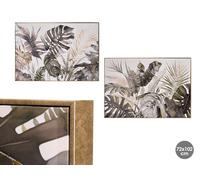Giftdecor Cuadro Lienzo Marco Oro Hojas Surtidos 72 x 102 cm (Set de 2)