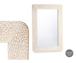 GIFTDECOR Espejo de pared Hojas Natural Blanco 60 x 90 cm