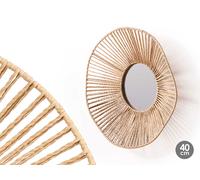Giftdecor Espejo de pared Vuelo Ondas Cuerda 40cm Natural