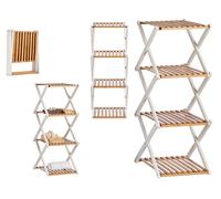 GIFTDECOR Estantería Cuádruple Plegable de Bambú Blanca