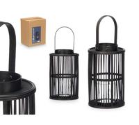 GIFTDECOR Farol Bambú Negro Vela Med