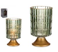 GIFTDECOR Farol LED Pie Metal Verde y Oro
