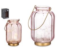 GIFTDECOR Farol LED Rayas Alto Rosa