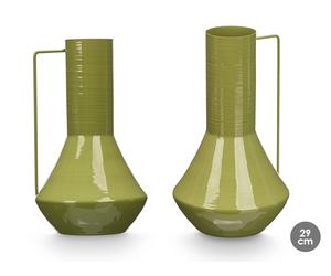 GIFTDECOR Jarrón Cónico Verde 29cm