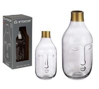 GIFTDECOR Jarrón Cristal Cara Antracita Gris
