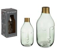 GIFTDECOR Jarrón Cristal Cara Verde
