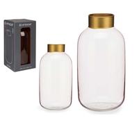 GIFTDECOR Jarrón Cristal Liso Oro Grande Champagne Rosa