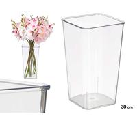 GIFTDECOR Jarrón Cuadrado Acrílico Transparente 30cm