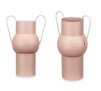GIFTDECOR Jarrón de Acero Abombado Arena Pastel Med