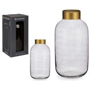 GIFTDECOR Jarrón de Cristal Liso Oro Grande Humo
