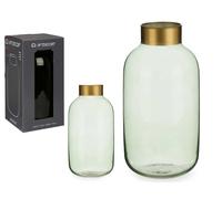 Giftdecor Jarrón de Cristal Liso Oro Verde Grande