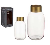 Giftdecor Jarrón de Cristal Liso Rosa y Oro