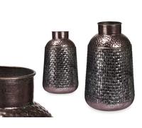Giftdecor Jarrón Relieve Ancho Plata Envejecido