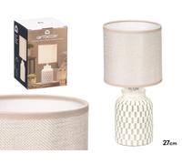 Giftdecor Lámpara de sobremesa cilíndrica rayas gris