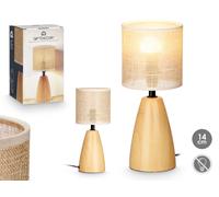 Giftdecor Lámpara de sobremesa efecto madera oval alta marrón