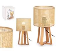 Giftdecor Lámpara de sobremesa pantalla natural cilindro 36 cm