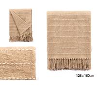 GIFTDECOR Manta Multiusos Rayas Punto Beige 125x150cm