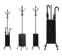 GIFTDECOR Perchero Paragüero Metal Cuadrado Negro