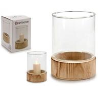 GIFTDECOR Portavelas de Cristal con Base de Madera, Pack de 8