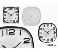 GIFTDECOR Reloj Cuadrado 30x30 cm Surtido Negro y Plata