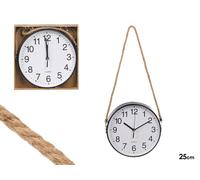 Giftdecor Reloj de Pared con Cuerda Negro, Blanco y Marron 25cm