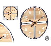 Giftdecor Reloj de Pared de Madera 40 cm Marrón y Negro