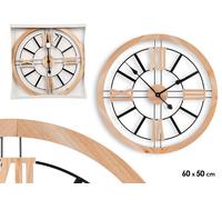 Giftdecor Reloj de Pared Simple Negro-Madera