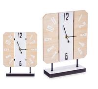 Giftdecor Reloj de Sobremesa Cuadrado con Peana Blanco-Madera