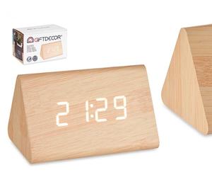 GIFTDECOR Reloj Digital Efecto Madera Marrón