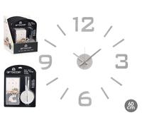 Giftdecor Reloj Pegatina 60 cm Satinado Plata