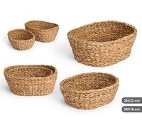 GIFTDECOR Set de 2 Cestos Ovalados de Alga de Mar Marrón