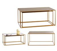 Giftdecor Set de 2 Mesas Rectangulares Negro y Oro