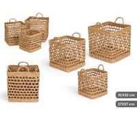 GIFTDECOR Set de 3 cestos cuadrados calados en alga de mar