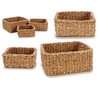 Giftdecor Set de 3 Cestos Cuadrados de Alga de Mar Marrón