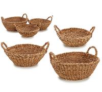 Giftdecor Set de 3 Cestos Redondos con Asa Marrón