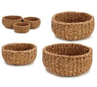 GIFTDECOR Set de 3 Cestos Redondos de Esparto