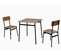 Giftdecor Set de Mesa 70x70cm con 2 Sillas y Patas Negras
