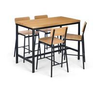 GIFTDECOR Set de Mesa y 4 Taburetes Madera-Negro