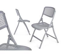 GIFTDECOR Silla Plegable Gris Pack de 4
