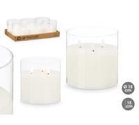Giftdecor Vela LED 3 Luces Vaso Cristal