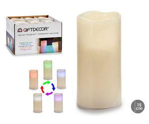 GIFTDECOR Vela LED Cambia Color 15cm Crema