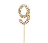 Gifts 4 All Occasions Limited SHATCHI-801 - Decoración para tarta (número 9, diseño de diamantes, color dorado)