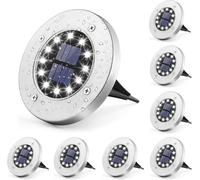 GIGALUMI Luces solares para el suelo,12 ledes, 8 unidades, luces para el suelo, funciona con energía solar, luces de camino, terrazas al aire libre, lámpara de paisaje para césped, patio