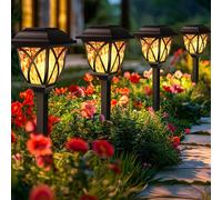 GIGALUMI Luces Solares para Exteriores, Impermeables, 6 Pack de Luces LED Solares para Caminos, Luces Solares para Caminos, Patio, Paisaje, Rojo llama