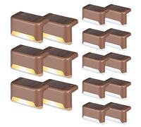 GIGALUMI Luces Solares para Exteriores Pack de 16, Luces para Escaleras, Impermeables, Iluminación LED para Escaleras Exteriores, Escalones, Vallas, Patios, Terrazas, Marrón, Blanco Cálido